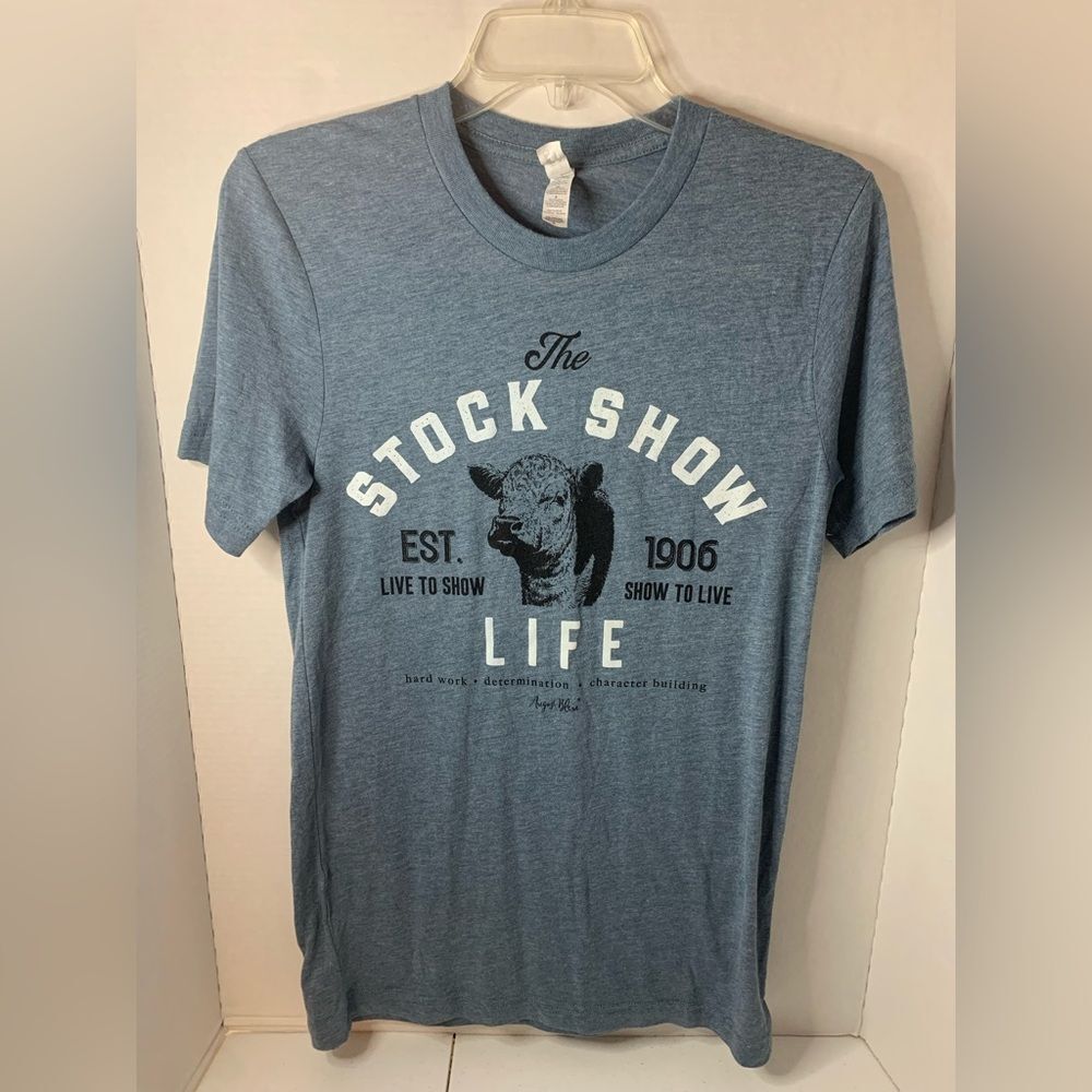 Canvas Women’s Graphic T-Shirt Cow. No August Bleu Size L